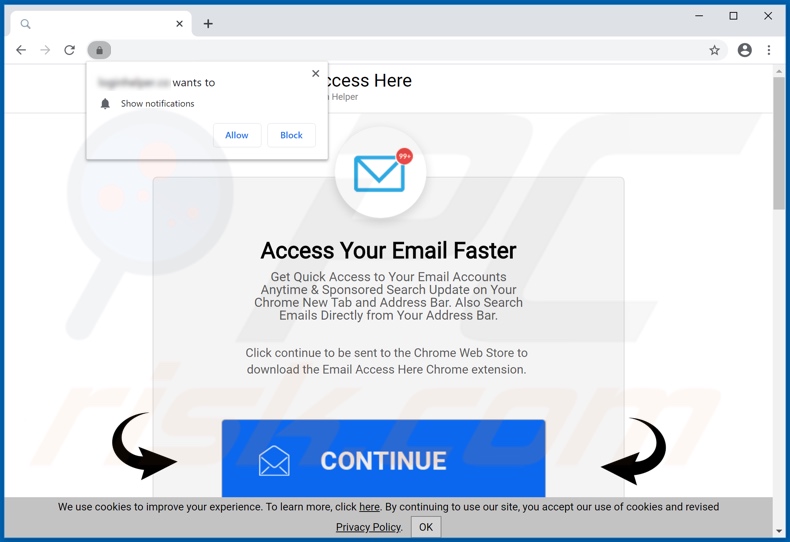 Site usado para promover o sequestrador de navegador Email Access Here