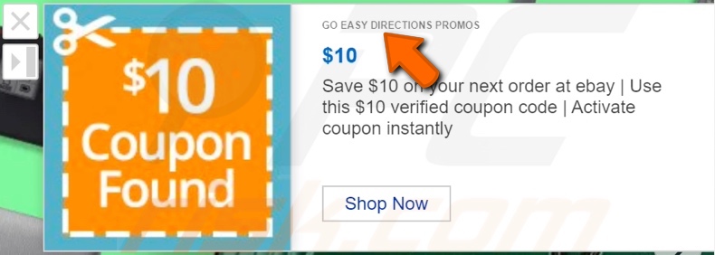 anúncio de adware Go Easy Directions Promos 