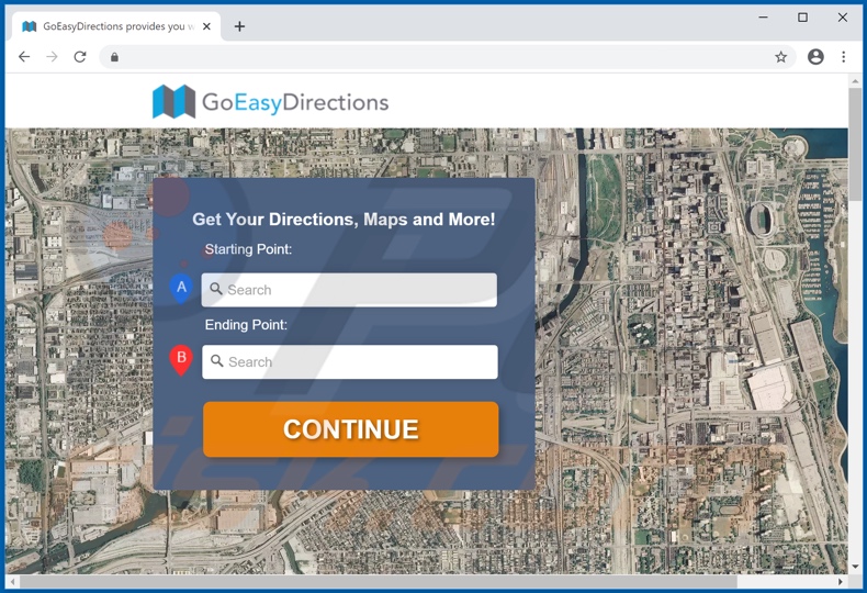 Site usado para promover o adware Go Easy Directions Promos