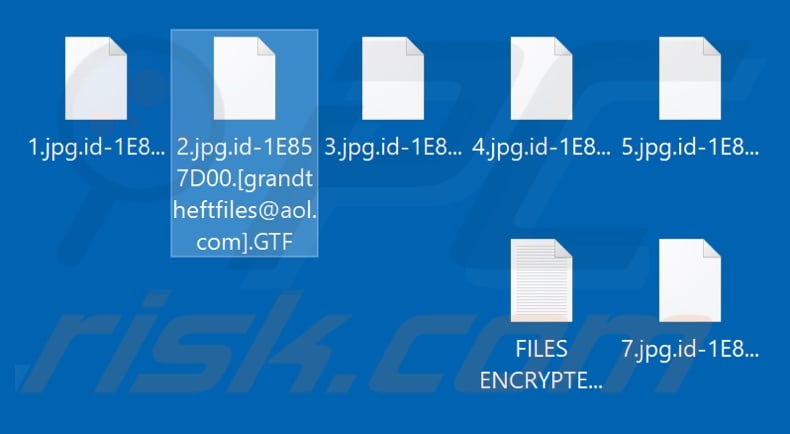 Ficheiros encriptados pelo ransomware Gtf (extensão .GTF)