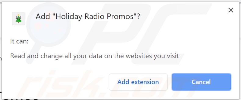 Adware Holiday Radio Promos a pedir permissões