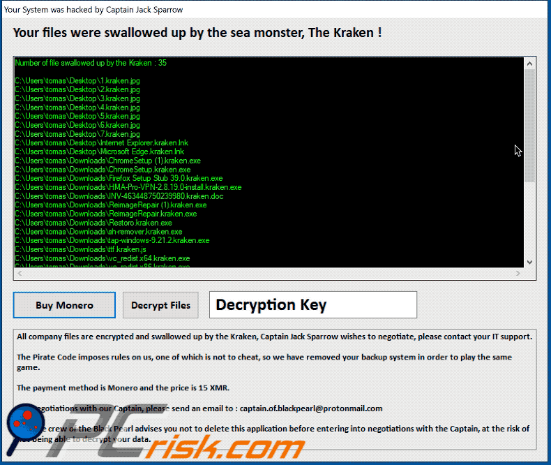 ransomware Kraken pop-up gif