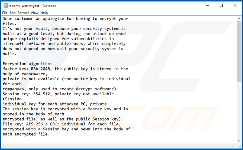 A nota de resgate atualizada do ransomware Makop