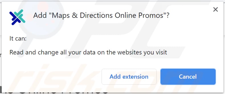 Maps & Directions Online Promos solicitam que uma permissão seja adicionada ao chrome