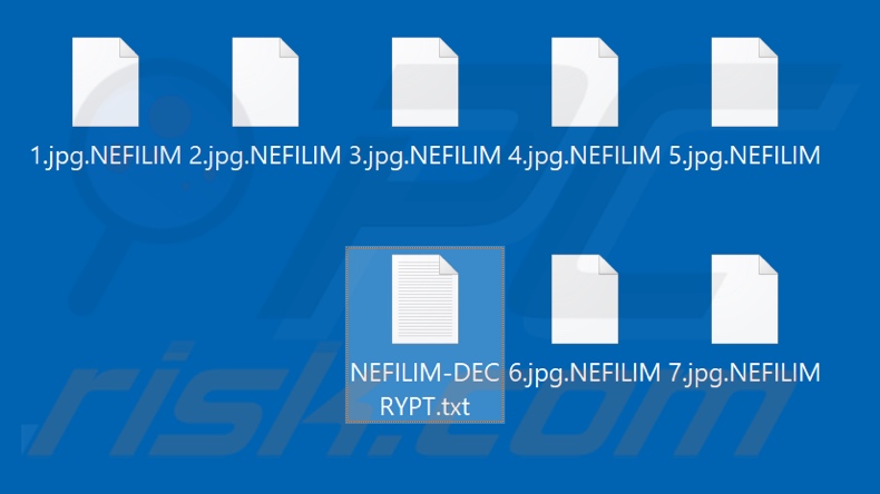 Ficheiros encriptados pelo ransomware NEFILIM (extensão NEFILIM)