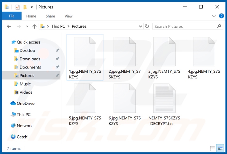 Ficheiros encriptados pelo ransomware Nemty 2.6 (extensão .NEMTY_ [random])
