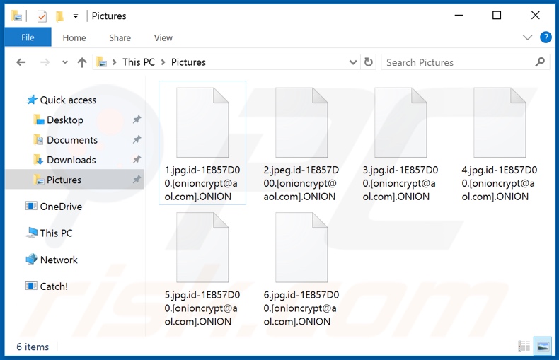 Ficheiros encriptados pelo ransomware ONION (extensão ONION)