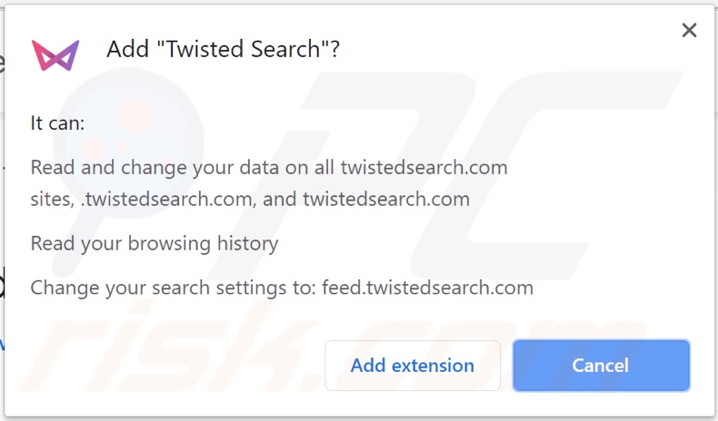 Sequestrador de navegador de twisted search a pedir permissões