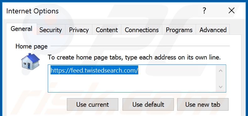 Removendo o feed.twistedsearch.com da página inicial do Internet Explorer