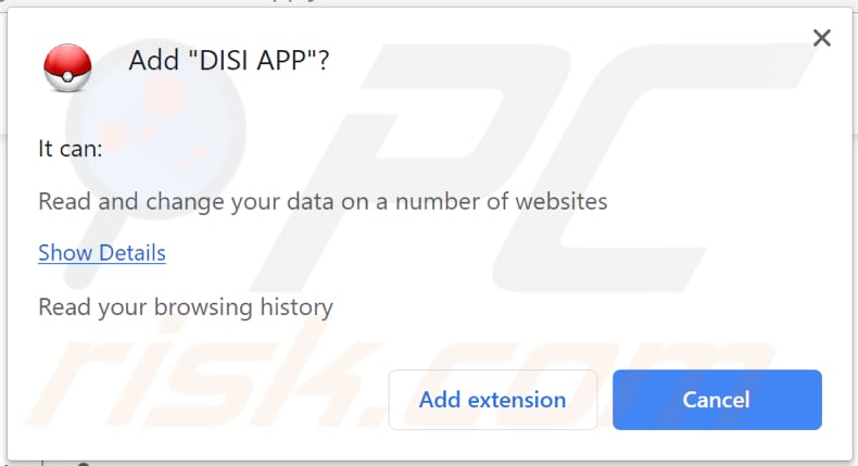 DISI APP pede permissão para ser instalado no chrome 