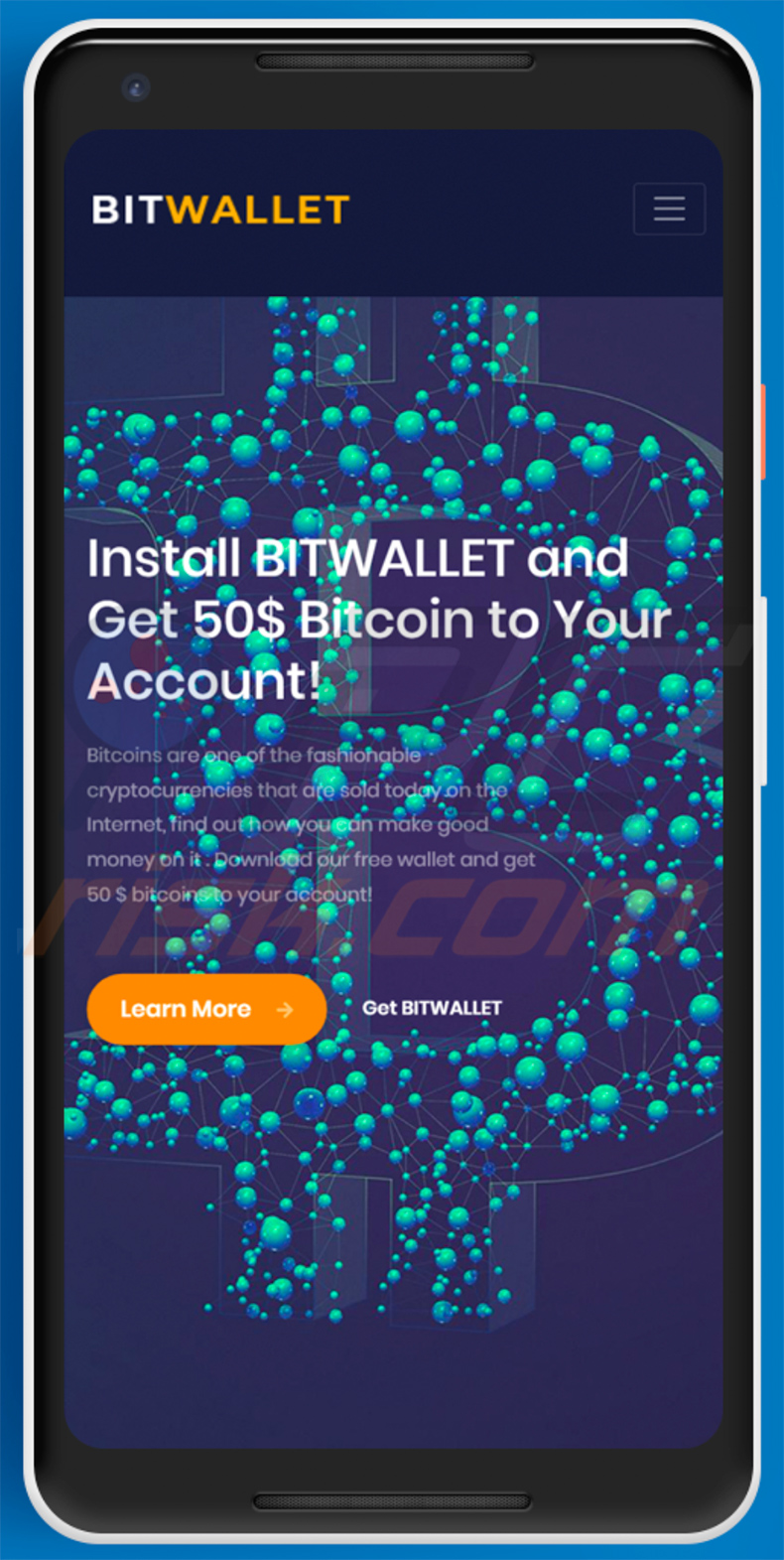 Site de distribuição do trojan Cerberus - bigbitwallet.com