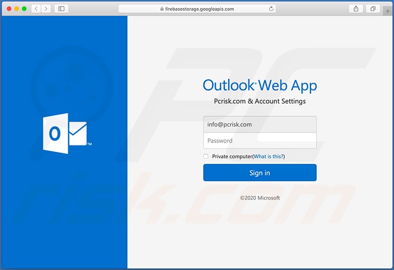 Email de phishing projetado para recolher contas do Microsoft Outlook