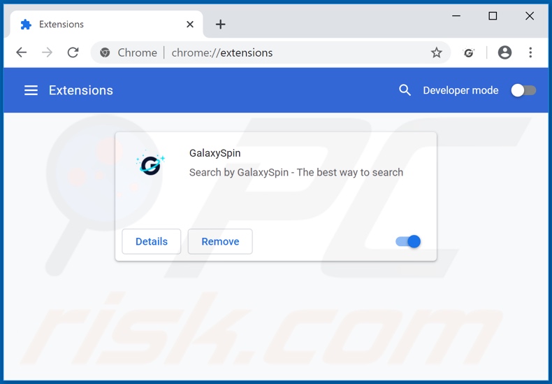 Removendo as extensões do Google Chrome relacionadas ao galaxyspin.com