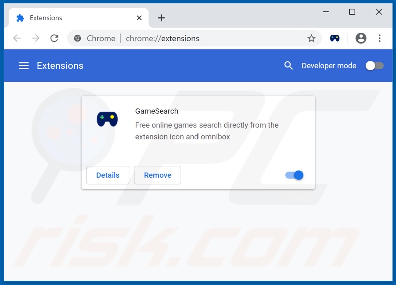 Removendo as extensões do Google Chrome relacionadas ao gamsrch.com