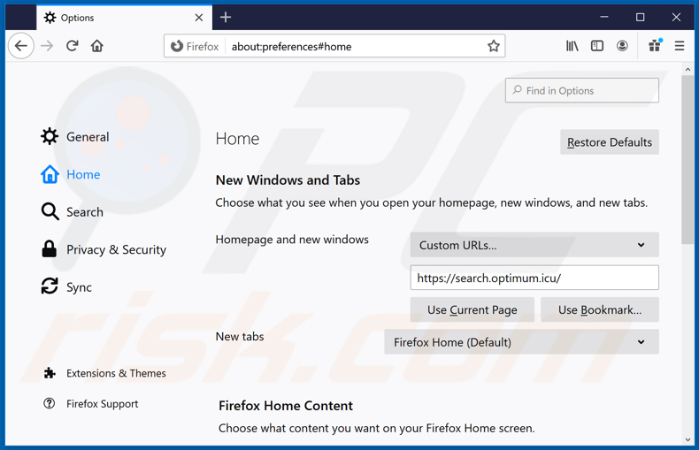 Removendo o endereço indesejado da página inicial do Mozilla Firefox