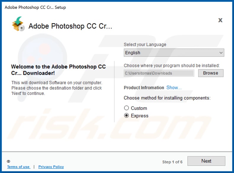 instalador que promove o sequestrador de navegador que adiciona a entrada Managed by your organization entry from Chrome