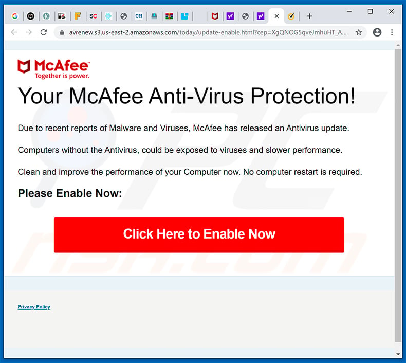 pop-up da fraude Your McAfee Subscription Has Expired (2020-04-23)