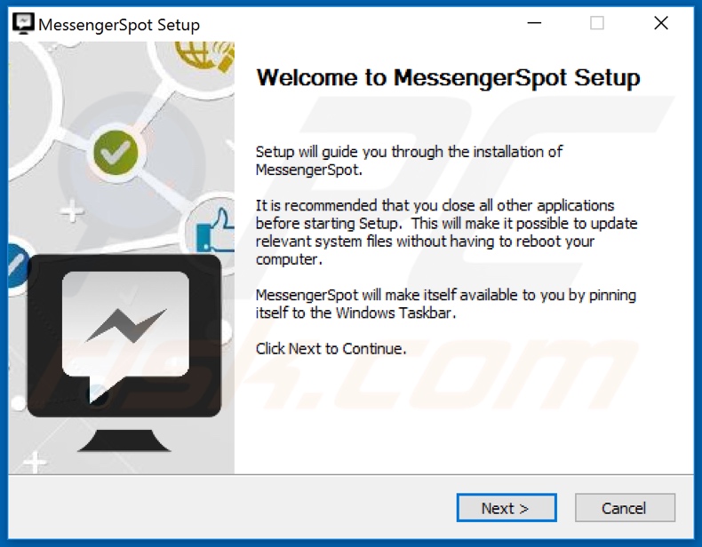 Instalador do adware MessengerSpot