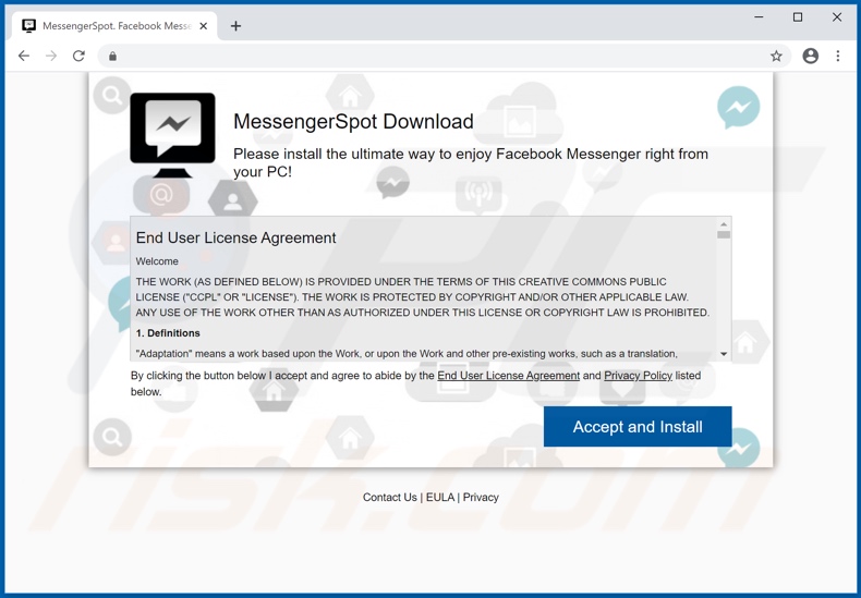 Site usado para promover o adware MessengerSpot
