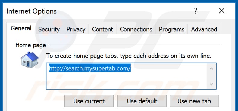 Removendo o mysupertab.com da página inicial do Internet Explorer