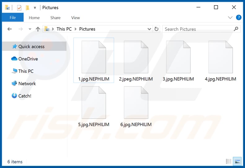 Ficheiros encriptados pelo ransomware NEPHILIM (extensão .NEPHILIM)
