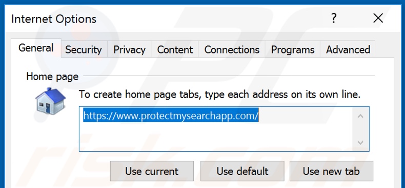 Removendo protectmysearchapp.com da página inicial do Internet Explorer