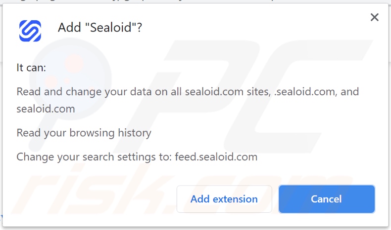 Sequestrador de navegador Sealoid a pedir permissões
