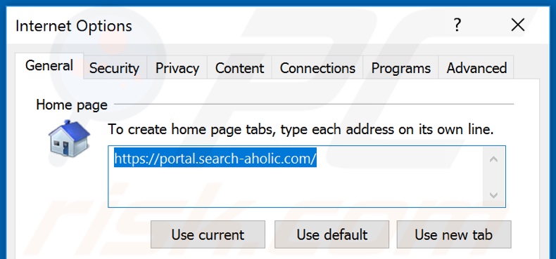 Removendo search-aholic.com da página inicial do Internet Explorer