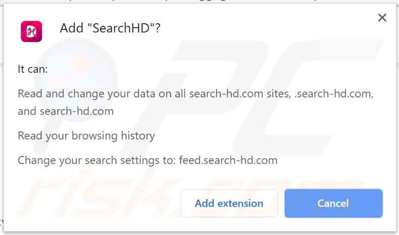 Sequestrador de navegador SearchHD a pedir permissões