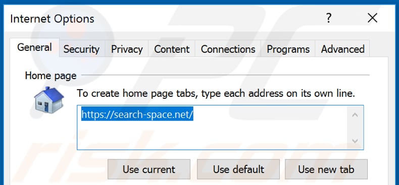 Removendo search-space.net da página inicial do Internet Explorer