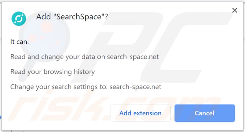 searchspace solicita uma permissão para instalação no chrome
