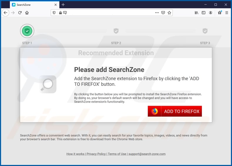 promotor de sequestrador de navegador searchzone firefox