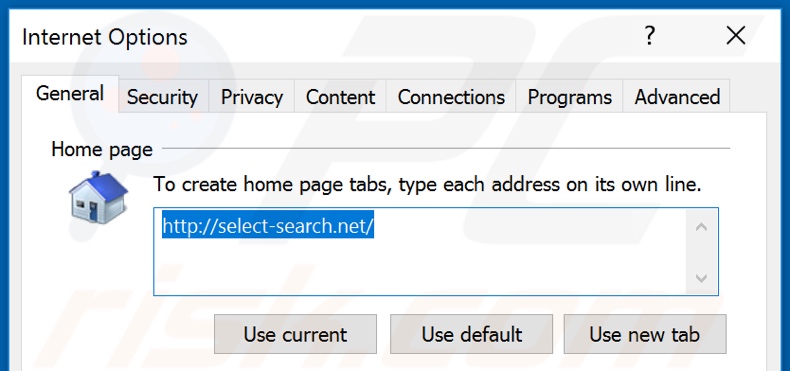 Removendo o select-search.com da página inicial do Internet Explorer