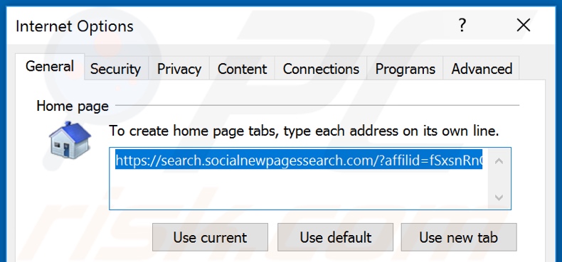 Removendo search.socialnewpagestearch.com da página inicial do Internet Explorer