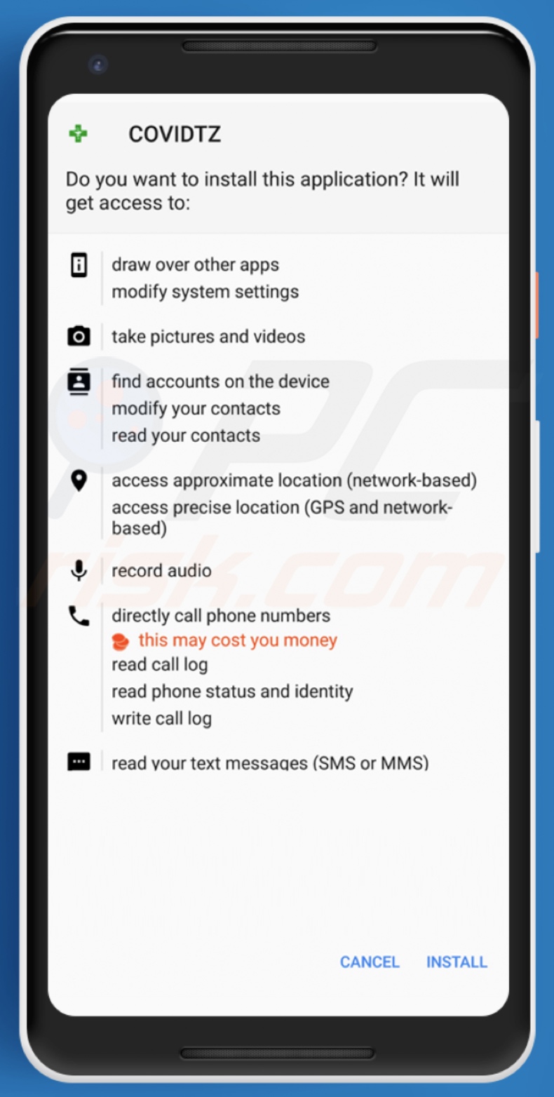 spyware SpyMax apresentado como COVIDTZ