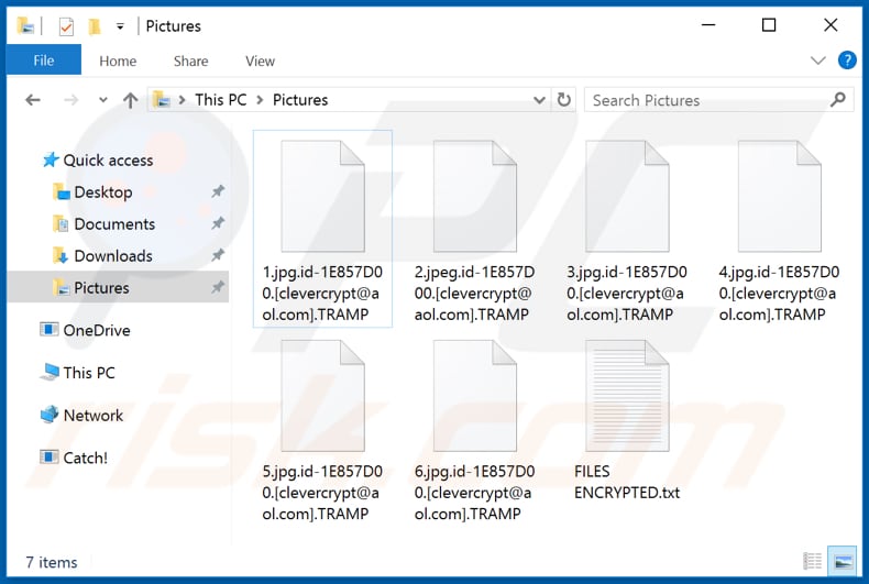 Ficheiros encriptados pelo ransomware TRAMP (extensão .TRAMP)