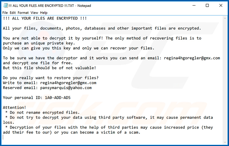nota de resgate atualizada do ransomware ZEPPELIN (2020-04-30)