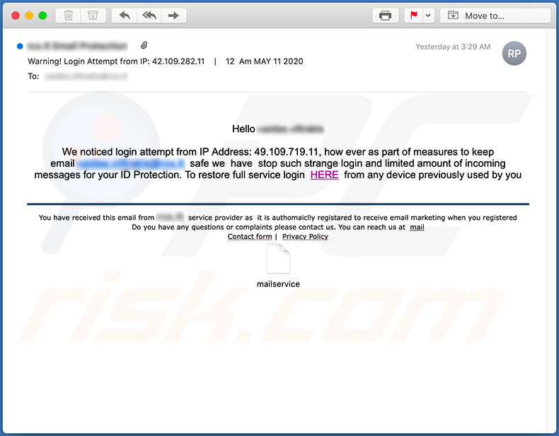 Email de spam a promover o site de phishing cybxtechnolabs[.]com