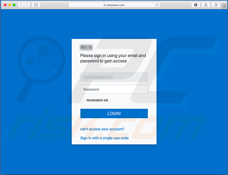 mitoteam.com - site de Email credentials phishing