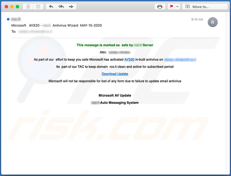 E-mail fraudulento a promover o site cybxtechnolabs.com (2020-05-15)