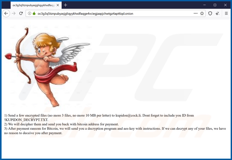 Site do ransomware Kupidon