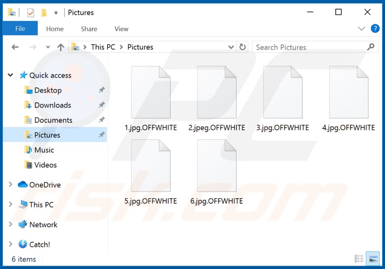 Ficheiros encriptados pelo ransomware OFFWHITE (extensão .OFFWHITE)