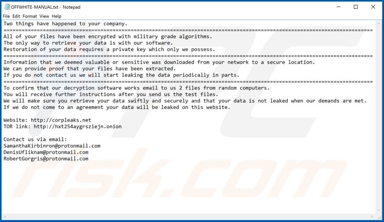 Instruções de desencriptação OFFWHITE (OFFWHITE-MANUAL.txt)