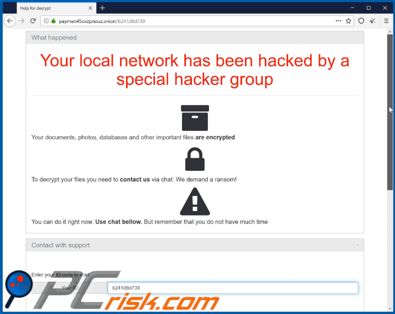 Gif do site de ransomware Paymen45