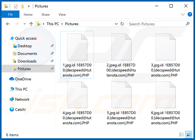 Ficheiros encriptados pelo ransomware Php atualizado (extensão .PHP)