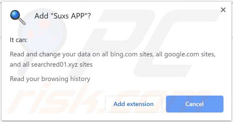 A Suxs APP pede permissão para ser instalada no chrome