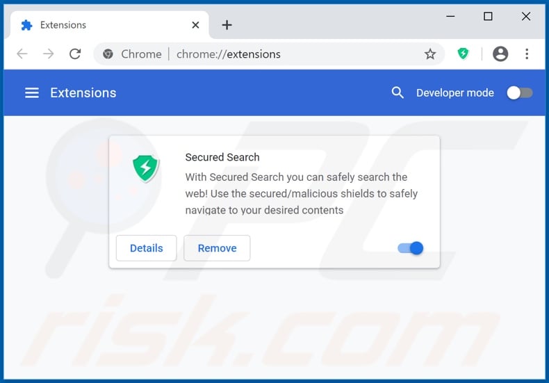 Remoção de extensões do Google Chrome relacionadas com o securedserch.com