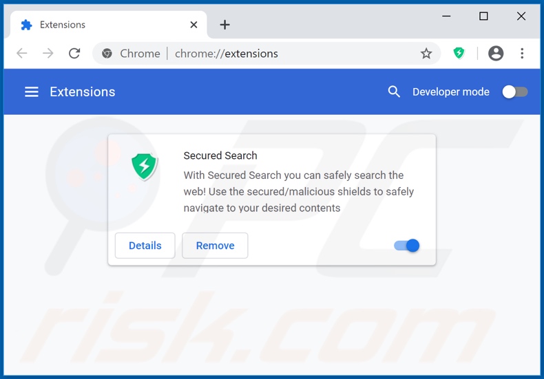 Remoção de extensões do Google Chrome relacionadas com o securedserch.com