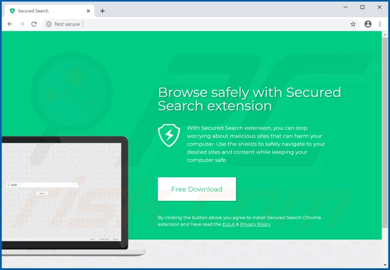 Website used to promoteWebsite utilizado para promover o sequestrador de navegador Secured Search browser hijacker