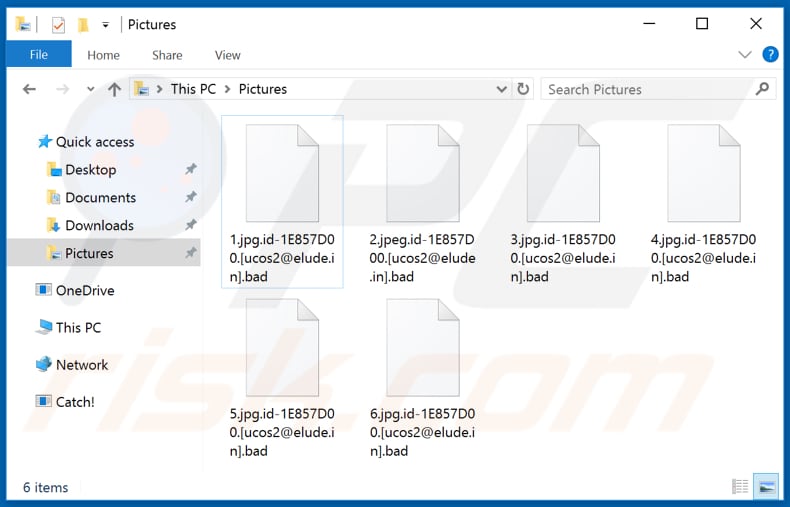 Ficheiros encriptados por ransomware Bad (extensão .bad)